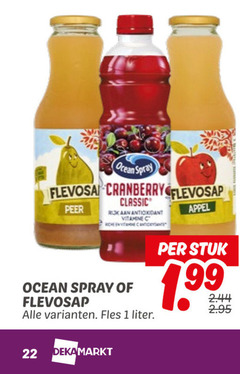 1 22 ocean spray cranberry flevosap classic antioxidant vitamine appel peer fles liter stuk 