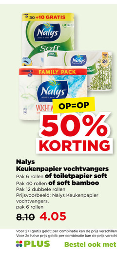  nalys toiletpapier keukenpapier 1 2 6 10 12 16 24 30 40 50 80 soft inspired by nature nouveau family pack natur vochtvangers pak rollen bamboo dubbele combinatie 2e halve 
