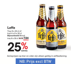  leffe krat bier speciaalbieren 4 6 8 25 30 tray blond anno effe blonde tripel cider zelfbediening 