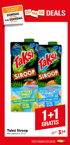  taksi limonadesiroop 1 25 27 30 let deals siroop jungle fruit vleugje zuivel glazen pakken tropisch online 40- 