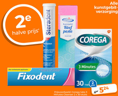  2 3 30 halve steradent nettoyant reiniger kunstgebit verzorging trekpleister kleef pasta neutraal corega gsk action 99 9 des der verwijdert tandplaque wekken plaques taches actieve zuurstof actif applicator kleefpasta gedeeltelijk fixodent minutes tabs cleanser stuks 