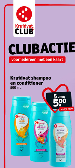  5 500 kruidvat club kaart shampoo conditioner ml formule scan mild shampooing bros volume steve futloos repair cremespoeling apres 