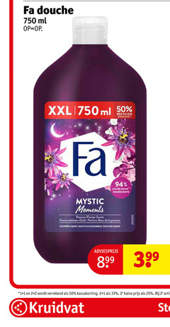  1 2 25 33 50 750 fa douche ml xxl 750ml recycled bottle body naturally ingredients mystic moments passion flower scent duft parfum fleur la shower bath dusch bain 2e halve kruidvat 