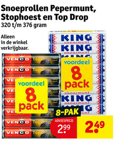  snoep 8 320 snoeprollen pepermunt stophoest top drop venco topdrop hard out mannen vel zout king voordeel pack pak 