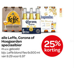  leffe hoegaarden corona speciaalbieren 25 blanks blonde blond speciaalbier gekoeld fles ml 