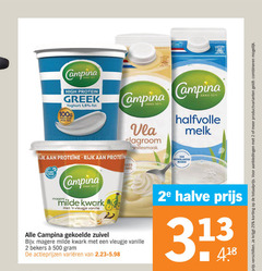  campina vla yoghurt kwark melk 2 13 25 100 500 anno 15 high protein 1 5 100g 1kg rijk slagroom halfvolle nederlandse bodem planet proof milde vleugje vanille zuivel bekers varieeren 2e halve productvarianten combineren 