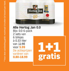  hertog jan alcoholvrij bier 1 2 6 aanbieding maximaal kratten dozen 00 0.0 pack blikjes liter 5.99 varieeren 