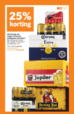  jupiler corona hertog jan blikjes bier speciaalbieren krat 6 18 25 60 pils multipacks kratten pack liter gekoeld varieeren natuurzuiver bottles flessen la since cerveza licentie water maize 