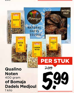 1 400 noten natural dates cashew naturel fruit qualino dadels medjoul kilo stuk 5.99 