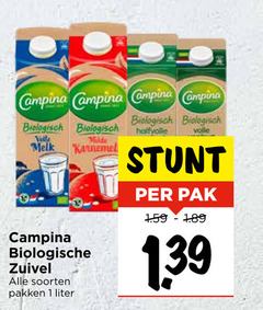  campina zuivel yoghurt melk 1 biologisch halfvolle volle milde biologische soorten pakken liter pak 