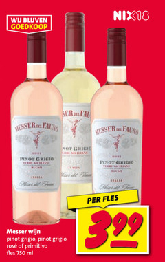  rose 750 nix18 pinot grigio italia wijn rosee primitivo fles ml siciliane 