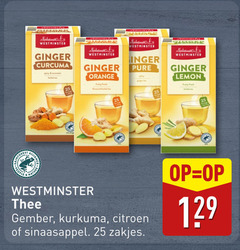  westminster thee 25 ginger curcuma orange fruity fresh herbal spicy lemon aromatic people nature gember kurkuma citroen sinaasappel zakjes 