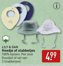  3 100 lily hoedje slabbetjes katoen stuk 