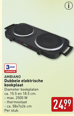  3jaar dubbele elektrische kookplaat diameter kookplaten ca. cm thermostaat stuk 