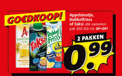  taksi dubbelfrisss appelsientje fruitdrank 2 fruit dubbel tropisch appel perzik pak ml pakken 