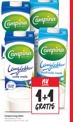  campina melk 1 3 5 200 energie l langlekker volle halfvolle lang pakken liter varieeren 