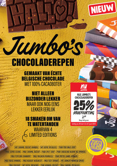  chocolade 3 4 18 25 28 100 140 hallo chocoladerepen gemaakt belgische cacaoboter eerlijk smaken watertanden limited editions reep juni wit caramel zeezout amandel koffie speculoos puur peer anijs crisp melk coffee cookie spicy cheesecake blauwe bes popcorn cranberry macaron framboos pretzel kaneel fudge nougat hazelnoot fizzy orange crunchy meringue lemon discodip exotic fireworks einde cacao open chain 