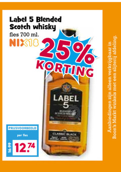  whisky 5 25 700 label blended scotch fles ml nix18 classic black markt winkels slijterij afdeling 