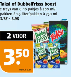  taksi dubbelfrisss fruitdrank 2 200 350 750 boost trays ml pakken liter v.a. dubbel frisss 