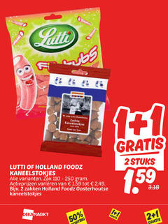  snoep 1 2 50 250 zachte kaneelstokjes town lutti holland zak varieeren zakken oosterhoutse stuks 