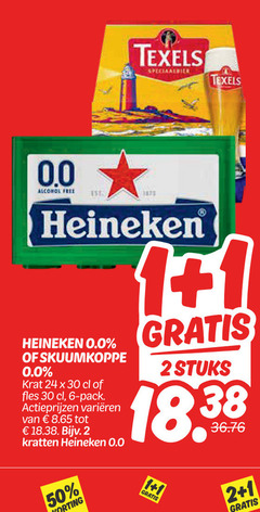  heineken 0.0 texels krat bier alcoholvrij 1 2 6 24 30 50 00 alcohol skuumkoppe fles pack varieeren kratten stuks 