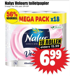  nalys toiletpapier 3 18 50 velours xxl pak voordeel mega pack x18 inspired by nature vet rollen elders 