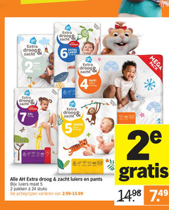  albert heijn huismerk luiers luierbroekjes 2 4 5 6 7 24 droog zacht mini luier broekjes xxl 17 large single pack junior maxi mega pants maat pakken stuks varieeren 
