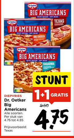  dr oetker diepvriespizza 1 big americans crispy outside soit inside texas soft bbq chicken shoarma diepvries dr. soorten stuk 
