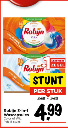  robijn wasmiddel 1 3 15 classica color kleuren langdurig classics wit wascapsules pak stuks zegel stuk 