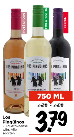  witte wijn rose rode 750 rosee droog south africa pinguinos merlot sauvignon blanc zuid afrikaanse soorten ml fris fruitig soepel 