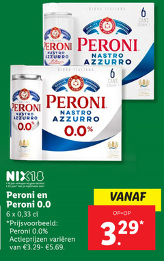  peroni speciaalbieren 6 18 25 italiana qualita rom 330ml nastro azzurro 0.0 italiano nix18 jaar alcohol legitimatie 33 varieeren 