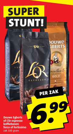  douwe egberts l or koffiebonen 500 super espresso excellent gold forza fortissimo zak 