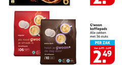  gwoon koffiepads 10 36 regular rood dark dag zakken stuks zak 