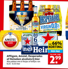  heineken 0.0 alcoholvrij bier blikjes 6 1870 6x anno 330ml affligem zacht rijk blond bieren amstel coolcan virgin desperados pakken 0.25 liter pak 2 99 