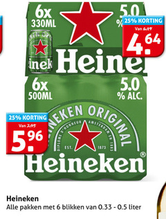  heineken blikjes bier 4 6 25 64 6x 330ml 19 reine 500ml honneur diplome original 7 pakken blikken liter 