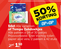  2 24 30 42 50 150 tempo edel edet zakdoekjes pakken vochtig toilet papier vera stuks 