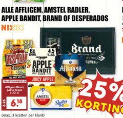  desperados affligem amstel brand blikjes bier krat radler speciaalbieren 3 6 25 30 40 apple bandit nix18 6x 330ml origina leer blond pak 300ml juicy kratten mond 00 