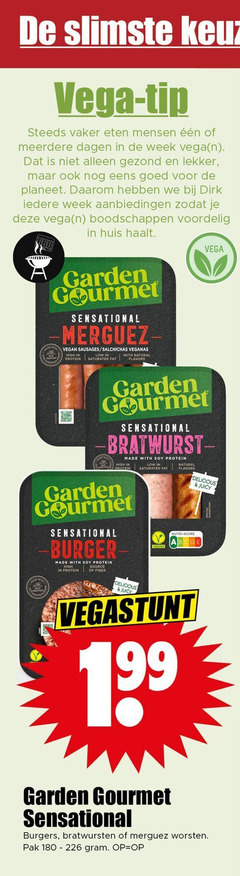  garden gourmet vegetarisch 1 180 vega tip eten meerdere dagen week gezond planeet daarom huis haalt sensational merguez andalusia high with natural protein flavors soy juicy burger source score 19 burgers worsten pak 