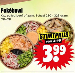  maaltijdsalade kip pulled beef zalm schaal 3 99 