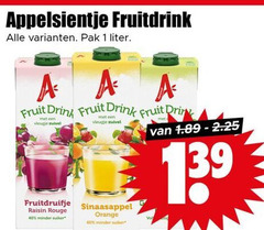  1 40 appelsientje fruitdrink pak liter fruit drink vleugje zuivel raisin rouge minder suiker sinaasappel orange 