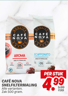  cafe nova koffie 100 500 lily mcafee bonen arabica aroma snelfiltermaling sterkte medium roast aromatisch zak stuk 5.99 