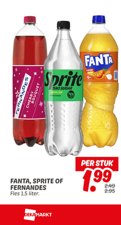  fanta sprite fernandes frisdrank bouquet cherry zero sugar lemon lime flavours new orange fles liter stuk 