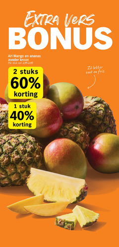  1 2 40 60 vers mango ananas kroon stuk stuks zoet fris 