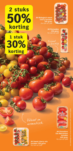  1 2 30 50 100 200 250 300 500 stuks stuk biologisch sweet cherry tomaten bak cherrytomaten borrel val sax friszoet kruidig mix tak volzoet aromatisch pomodoro marzano saus pizza stevig nutri san productvarianten combineren 