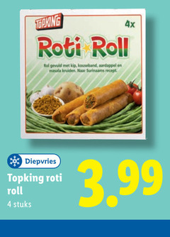  4 topking roti roll rol gevuld kip kouseband aardappel masala kruiden surinaams recept 4x diepvries stuks 3.99 