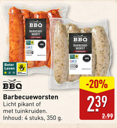  4 350 beter leven dieren bescherming bbq barbeque worst licht pikant gewicht grant tuinkruiden barbecueworsten inhoud stuks 