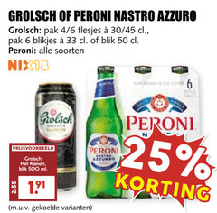  grolsch peroni blikjes bier speciaalbieren 6 25 33 50 500 nastro pak 4 30 45 blik soorten nix18 kanon ml 