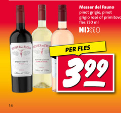  rode wijn witte 14 750 primitivo pinot grigio rosee fles ml nix18 3.99 