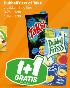  taksi dubbelfrisss fruitdrank 1 2 pakken liter tekst v.a. dubbel frisss perzik verfrissend 