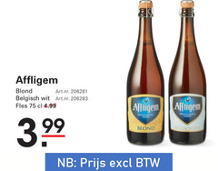  affligem speciaalbieren blond belgisch wit fles 3.99 